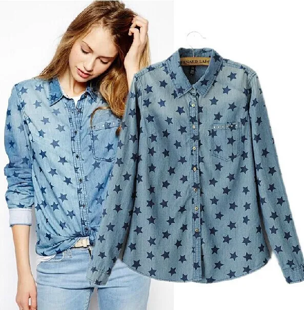 denim shirt with stars