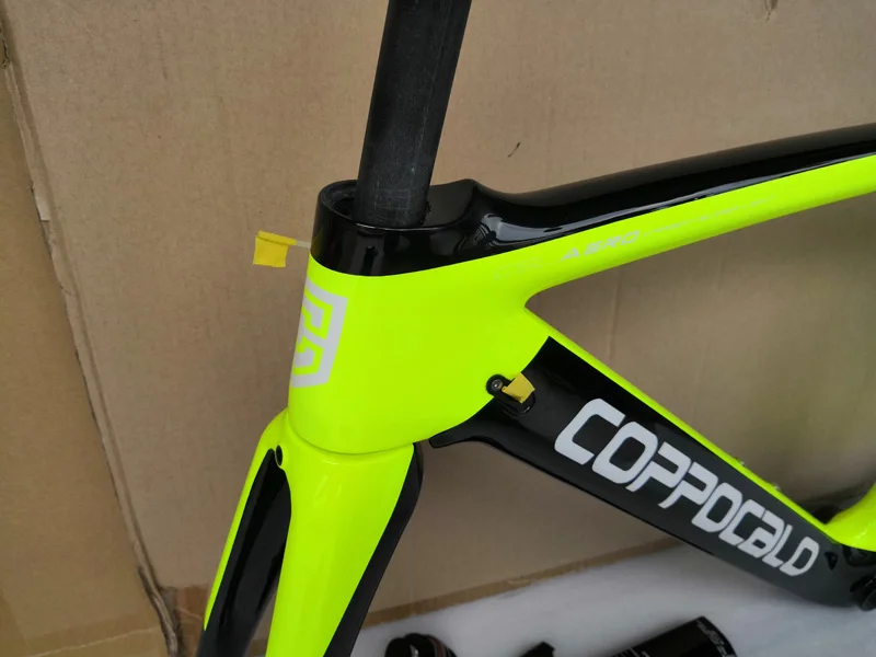 Perfect fluo yellow 2019 Carbon Road Bike Frame 47 50 53 55 57cm P03 glossy Carbon Frame Road Racing 6 colors bicycle frames 2