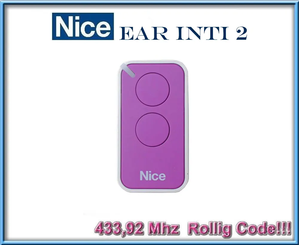 

For NICE INTI2 Replacement 2-channel Garage Remote Control purple Color