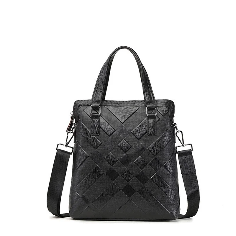 

100% Top GENUINE LEATHER Cowhide Shoulder Ribbed Leisure Men's Bag Business Messenger Portable Briefcase Laptop Casual Purse