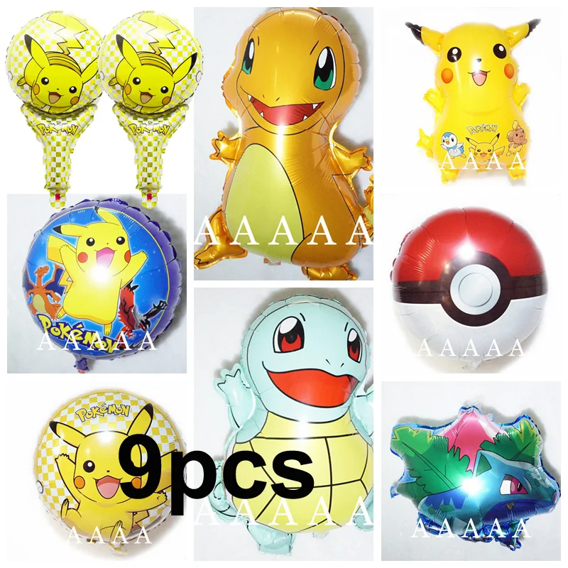 

9pc pokemon go balloons cartoon pikachu foil balloons birthday party balloon pokemon foil material mixed pokemon set balloon