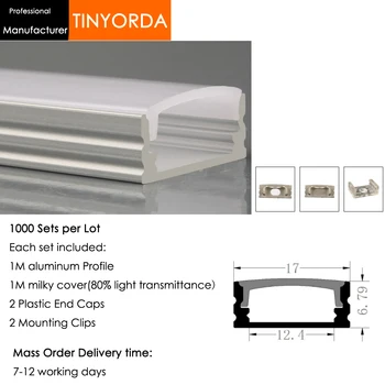 

Tinyorda 1000Pcs (1M Length) Led Alu Profile Led Channel Profil for 12mm LED Strip Light 1M LED Profile Alu Profile channel