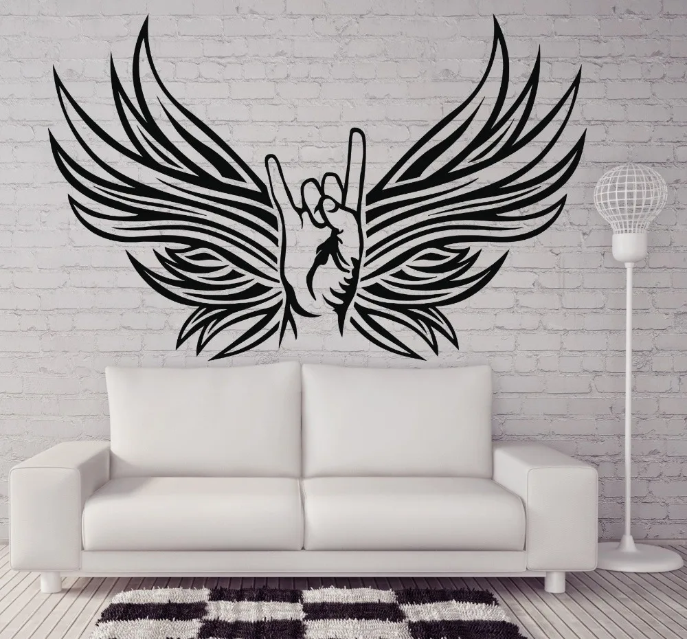 

Creative High Quality Wall Sticker Vinyl Decal Rocker Hand Sign Goat Rock Music Home Decals Removable GW-137
