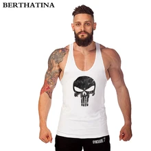 BERTHATINA мужской дышащий впитывающий Упражнения Фитнес майка Топы с принтом черепа Бодибилдинг большой Сплит мужской жилет Homme без рукавов Топ