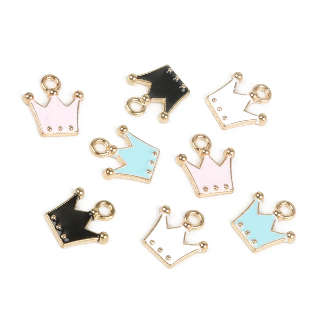 10pcs 10x16mm Gold Color Alloy Enamel Crown Charms Pendant For Necklace Bracelet Jewelry Making DIY Earring Finding | Украшения и