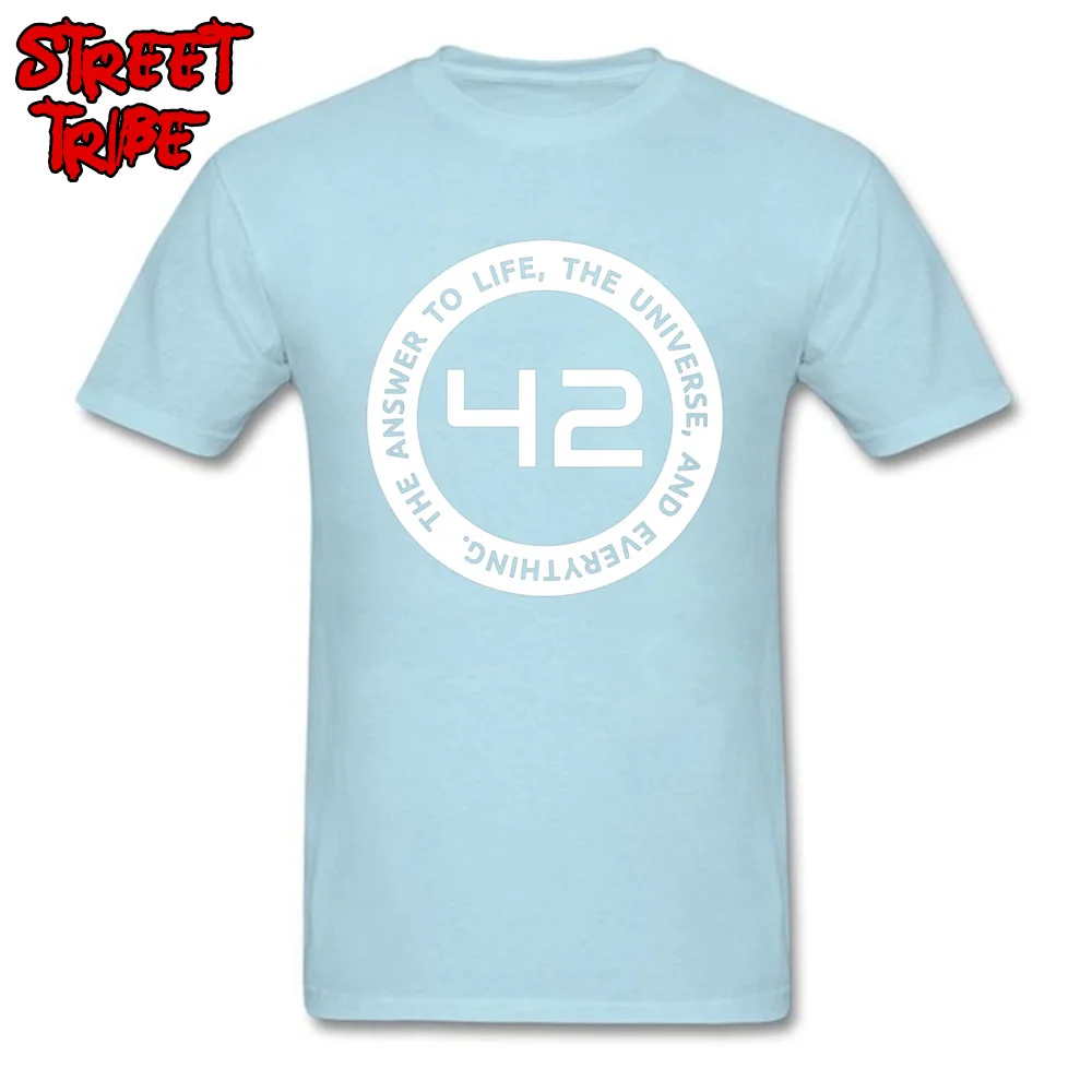  Men's T Shirts Birthday Print Tops Shirts Pure Cotton O Neck Short Sleeve Camisa T Shirt Summer/Fall Free Shipping 42 - The Ultimate Answer -477 light