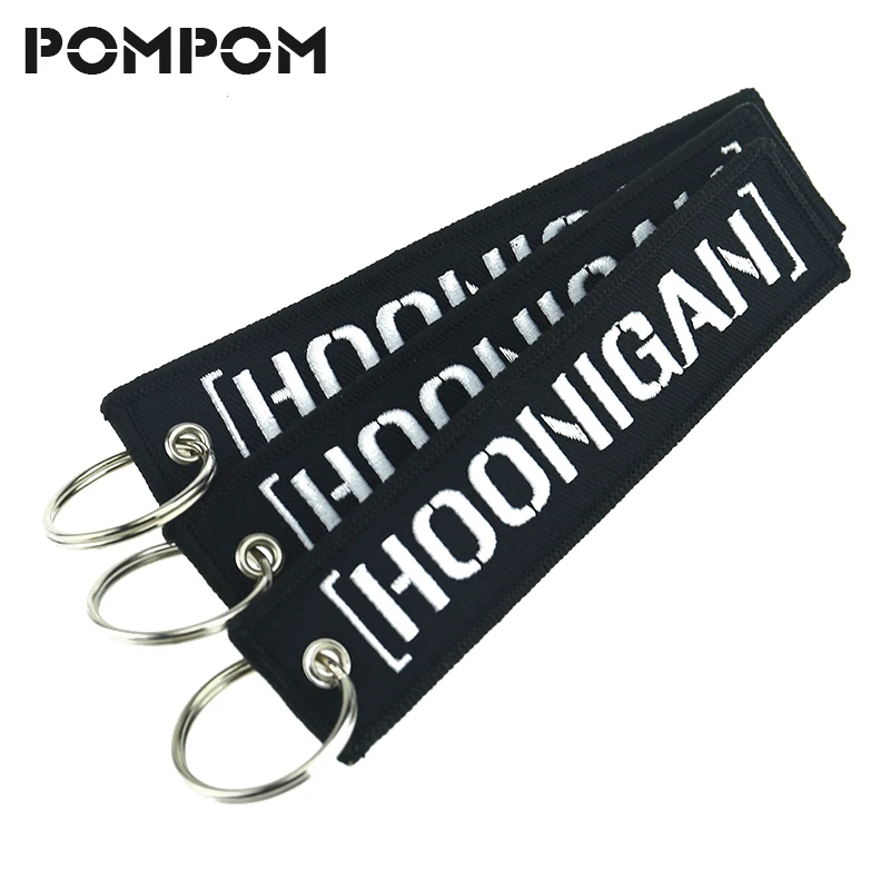 

3 PCS/LOT POMPOM Hoonigan Keychain for Motorcycles and Cars Hoonigan Key Fob Key Holder Chain Keychain sleutelhanger Jewelry