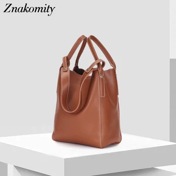 

Znakomity Luxury Handbags Women Bags Designer Tote Vintage Bucket Fashion Shoulder Bag Female Split Leather Hand Bags for Womens