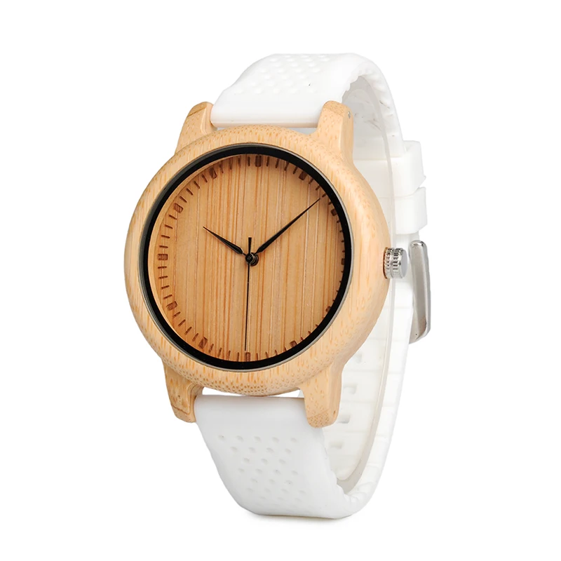 BOBO BIRD Men Design Bamboo Wood Quartz Watch Japanese Movement With Silicone Strap Ladies Watchreloj de silicon para mujer