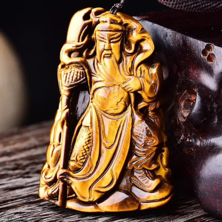 

Quality guarantee natural a gold tiger eye stone guan gong pendant men and women jade pendant