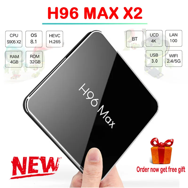 

H96 MAX X2 TV BOX Android 8.1 4GB 32GB Amlogic S905X2 Quad Core 4K H.265 WiFi 2.4G+5.8G H96 MAX PLUS IPTV Media Player tv box