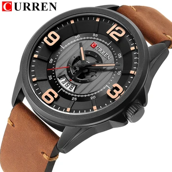 

CURREN Men's Watches Top Brand Luxury Fashion Business Date Quartz Wristwatch High Quality Leather Strap Clock Montre Homme