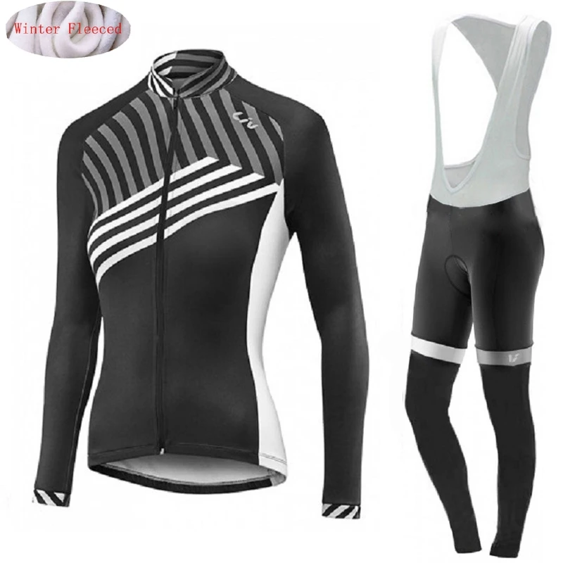 

LIV 2018 Women's Winter Thermal fleece cycling Jersey Bike Pants set men Ropa Ciclismo Bicycle long bike wear clothing Warm