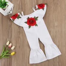 Подвеска для детей наряд для девочек штаны Панталоны одежда Новые комбинезоны для девочек Детская Пижама, состоящая из одного предмета с принтом цветочный пляжный костюм с вышивкой комбинезоны