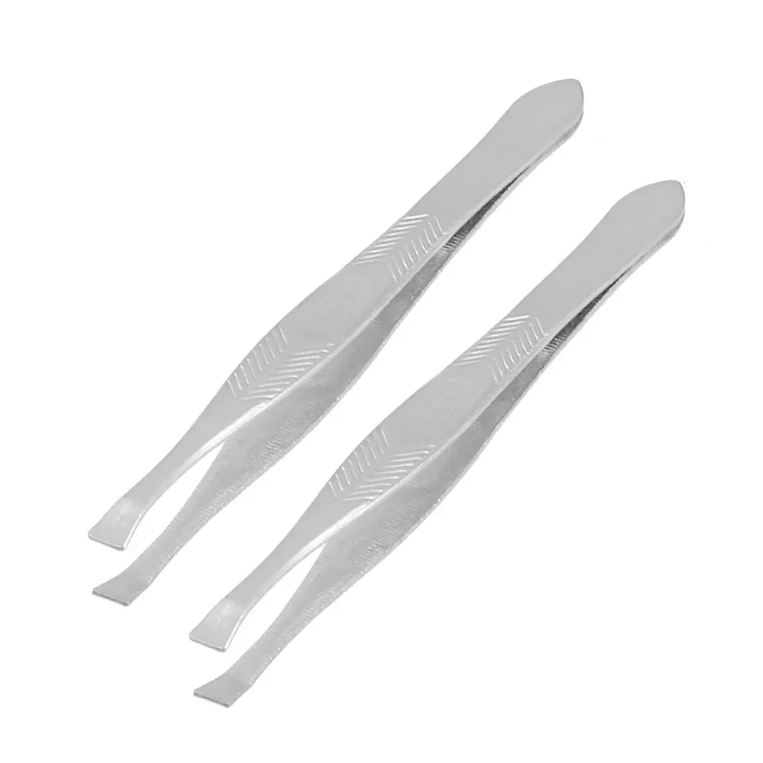 2 Pcs Straight Tip Metal Eyebrow Tweezers Trimmers for Ladiesin