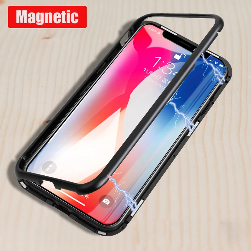 Beste Luxe Magnetische Metalen Case Voor coque iPhone 8 Plus Case 7 Plus X 8 6 s Plus Glas iPhone8 Cover etui Voor iPhone 7 Case carcasas