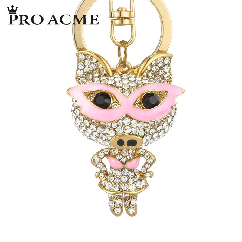 

Pro Acme Lovely Rhinestone Key Chain Eyes Pig Keychains Ring Fashion Crystal Animal Metal Keyring Purse Handbag Pendant PWK0345