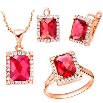 

Luxury Ring's Necklace Earrings Jewelry Sets set made Austria red Crystal Star Jewelry TradeCZ Luxury Ms. girl