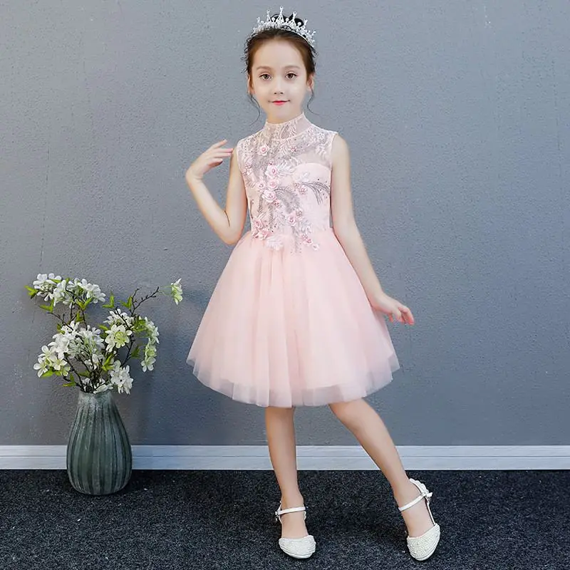 

2019 New Children Girls Mesh Embroidery Tutu Princess Dress Baby Girl Clothes Vestidos Kids Dresses For Girls Wedding Party F64