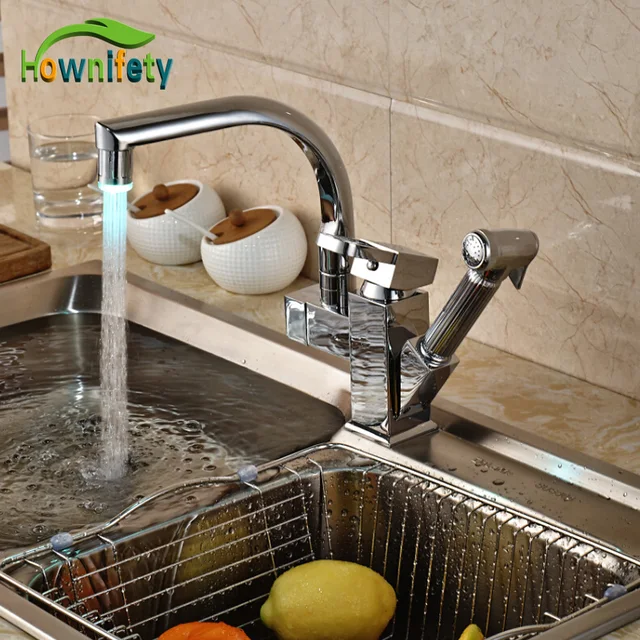 Best Offers Polished Chrome kitchen Tap 360 Degree Swivel LED Color Changing Kitchen Faucet Pull Out Sprayer Basin Mixer Faucet Best Offers Polished Chrome kitchen Tap 360 Degree Swivel LED Color Changing Kitchen Faucet Pull Out Sprayer Basin Mixer Faucet