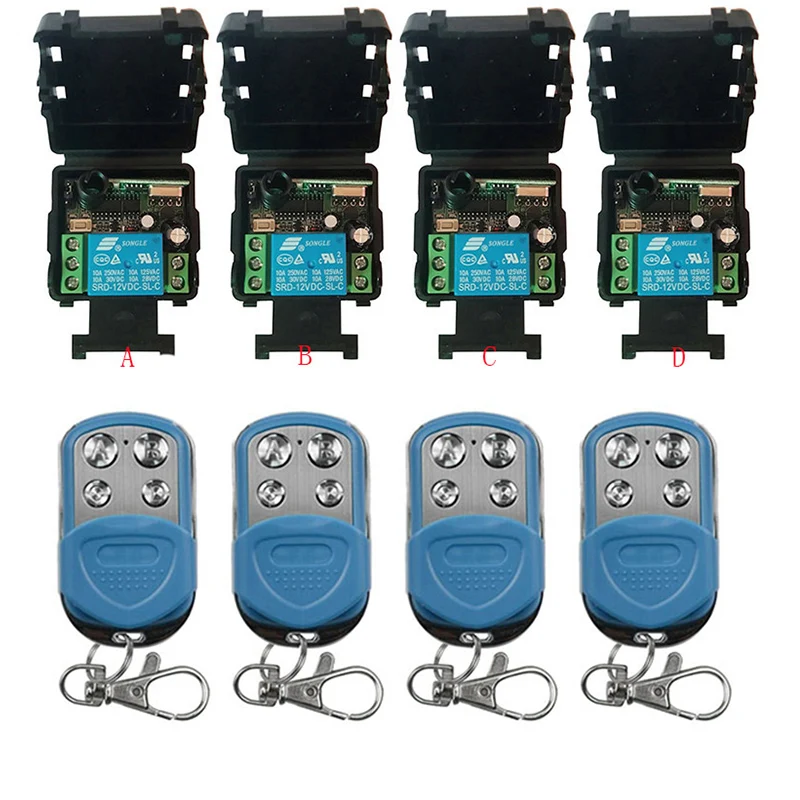 

DC12V 24V 1 CH 1Channel 1CH Wireless RF Remote Control Light Switch 10A Relay Output Radio Receiver Module +Transmitter shutters