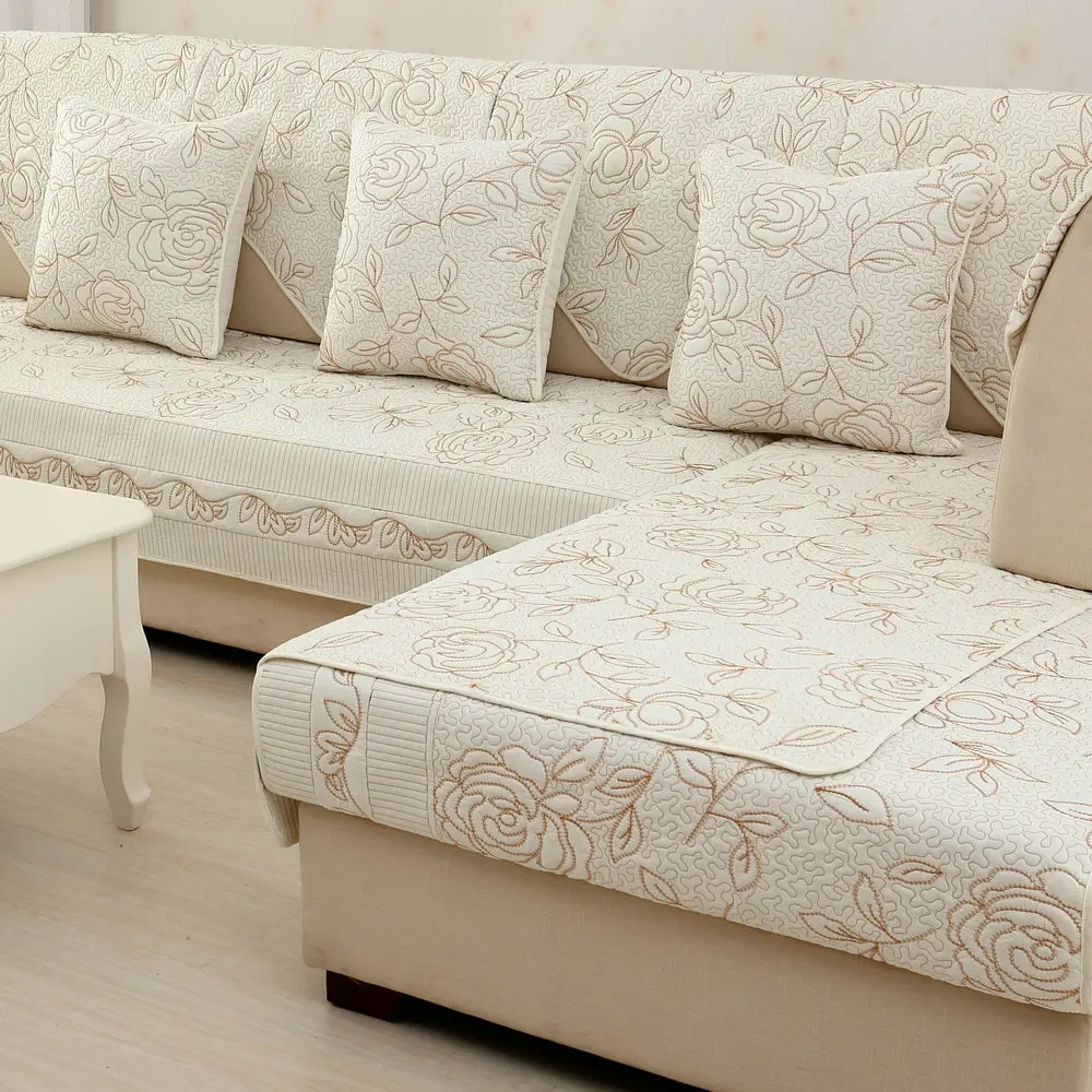 Embroidered Modern Plant Combination Kit Sectional Sofa Sofa Coverin