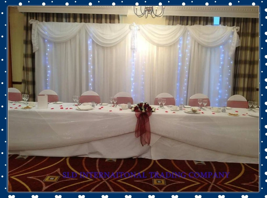 3m X 6m White Wedding Backdrop Curtain With Swag Wedding Drapes
