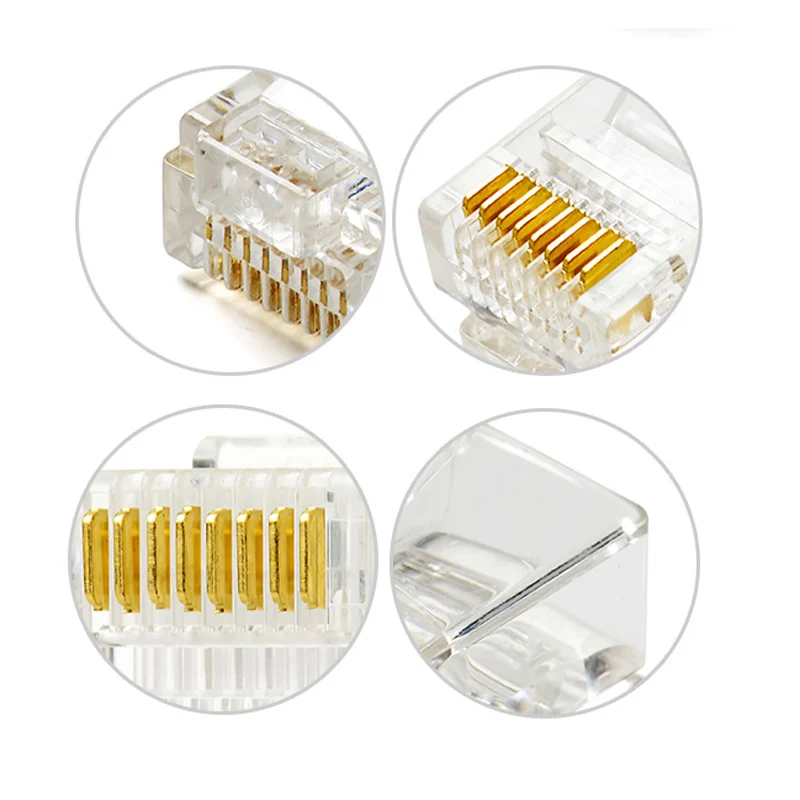 100Pcs High Quality RJ45 crystal Network Gold Plated Head Adapter QJY99