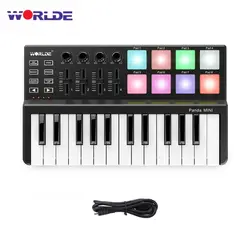 Мирская панда MIDI клавиатура 25 клавиш мини пианино ультра портативный USB клавиатура с барабаны Pad MIDI Контроллер Professional