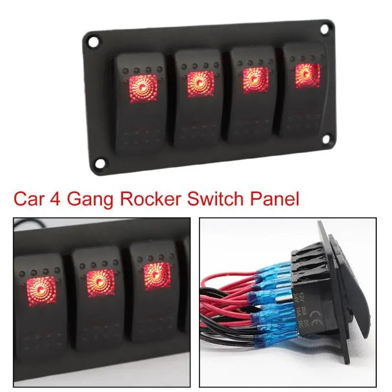 12 V/24 V морской лодки RV 4-Gang светодиодный на включения/выключения Кулисный пульт управления с помощью переключателя автомат защити цепи б/у