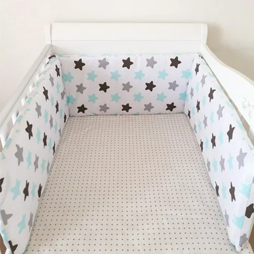 Baby Infant Padded Bumper for Cot 120x60 Straight 180 cm 100/% Cotton 22. Big White Stars on Turquoise