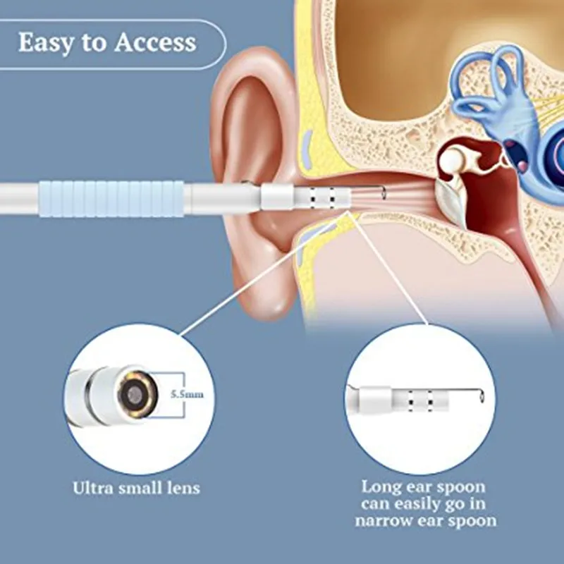 720P HD эндоскоп камера визуальная очистка ушей эндоскоп ложка функциональный диагностический инструмент очиститель ушей Android камера Ушная палочка