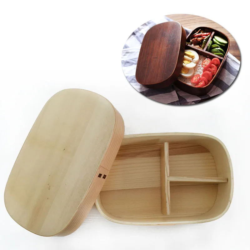 

Brand New Durable Portable Natural Wooden Handmade School Lunch Bento Boxes Sushi Bowl Food Container Camping Picnic Tableware