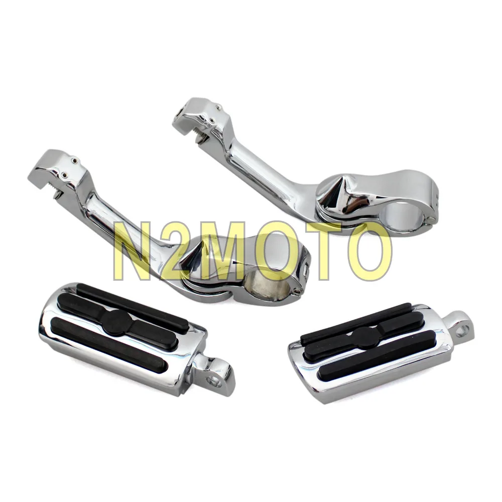 

1 Set Highway Passenger Footpeg 1 1/4" Engine Guard 32mm Footpeg Clamp Mount for Harley Softail Touring Road King Long Angled