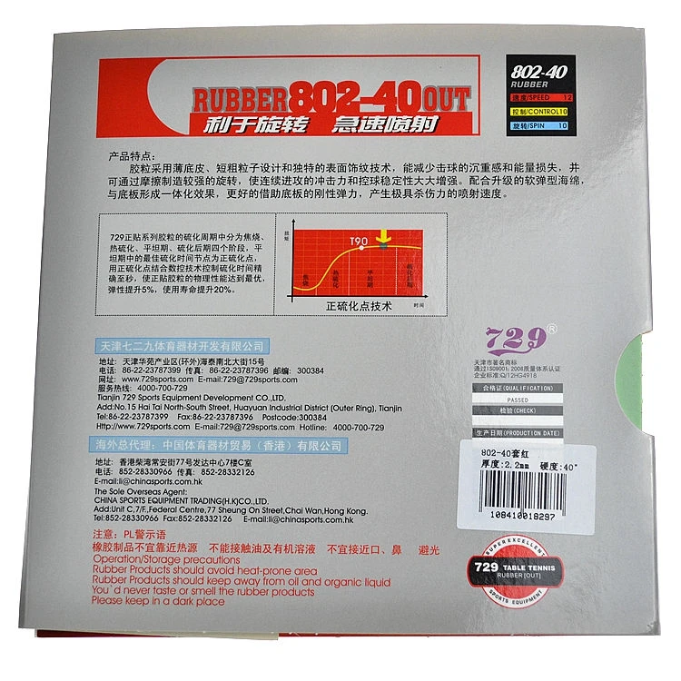 RITC 729 Дружба 802 40 Mystery III короткий Pips Out Настольный теннис PingPong Резина с губкой