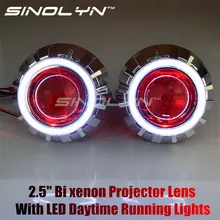 2,5 ''светодиодный ангельские глазки дневные ходовые огни HID Bi xenon объектив проектор комплект фар Devil eyes H4 H7 ксеноновые линзы Тюнинг Автомобиля