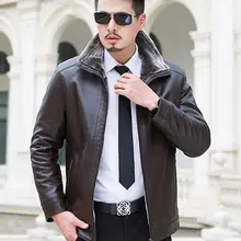 Горячая зима мужской новая мода мех животных один Длинные Плюшевые кожаные куртки кожаные пальто/M-XXXL