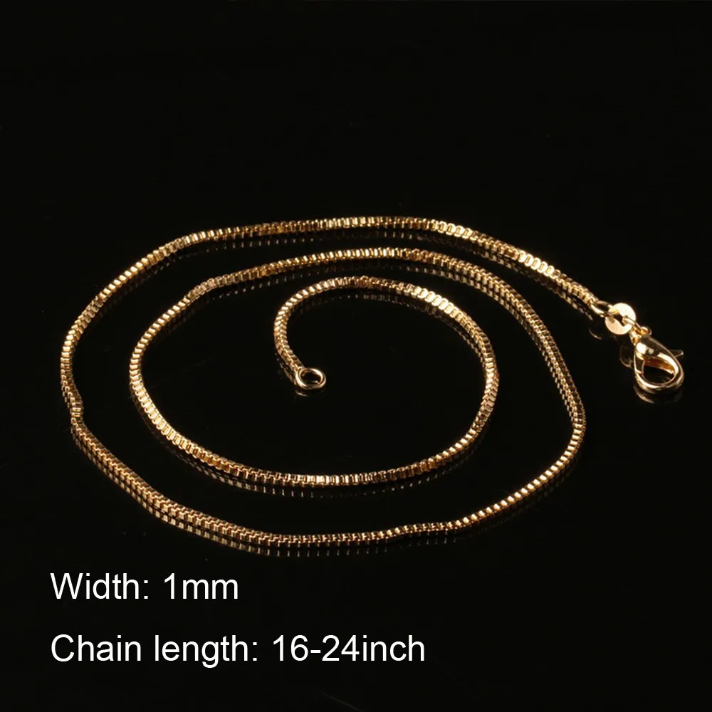 1.4mm 18k  gold box chain 1mm 16-24inch