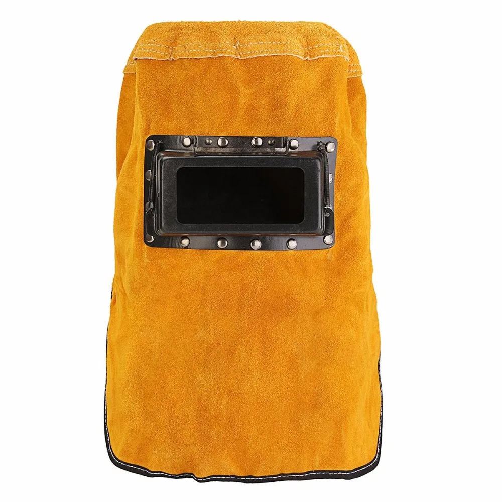 Leather Hood Welding Helmet Mask Solar Auto Darkening Filter Lens Welder Safety Security