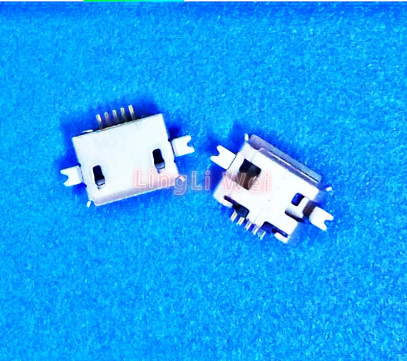 50pcs Micro connector heavy plate 1 0 SMD 2 feet Mini usb connector 5P female font