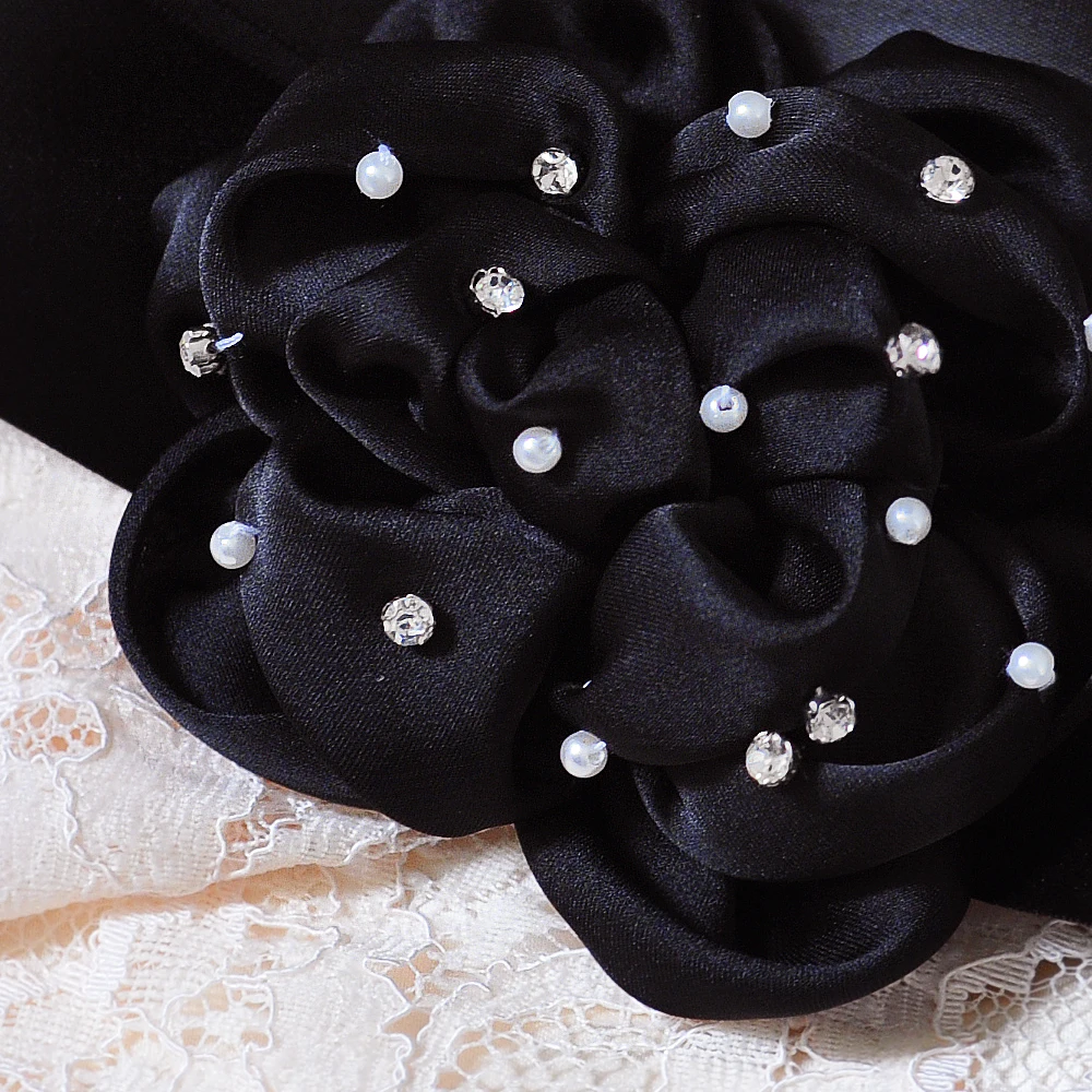 TOPQUEEN S223 блестящий черный пояс ручной работы элегантный цветок невесты лента для подружки невесты пояс для невесты с лентой тонкий свадебный пояс