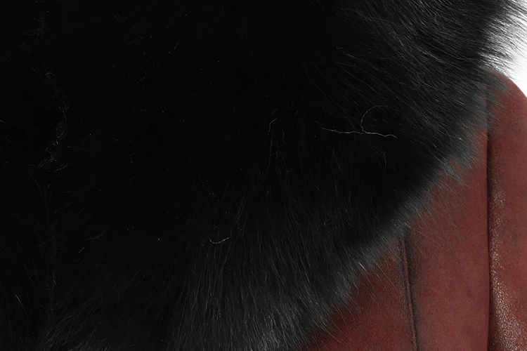 Fashion Casual Warm slim thick hooded female plus size 7xl oversize suede Lady Fur Coat  Winter Real Fox Fur leather Long jacket