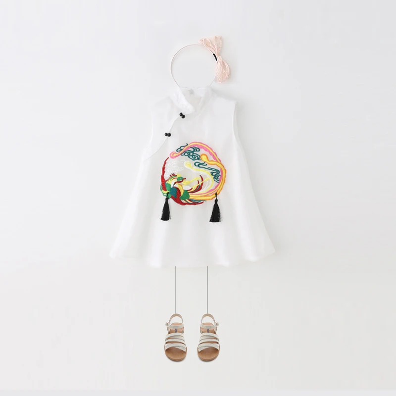 

vest, red bayberry children's clothes, 2017 summer new style ancient embroidery totem, cheongsam , baby dress