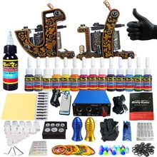 Solong Tattoo Полный комплект татуировки 2 Пулемет Начинающий набор татуировки 14 чернил игла Захваты ноги лепесток Электропитание TK203-30