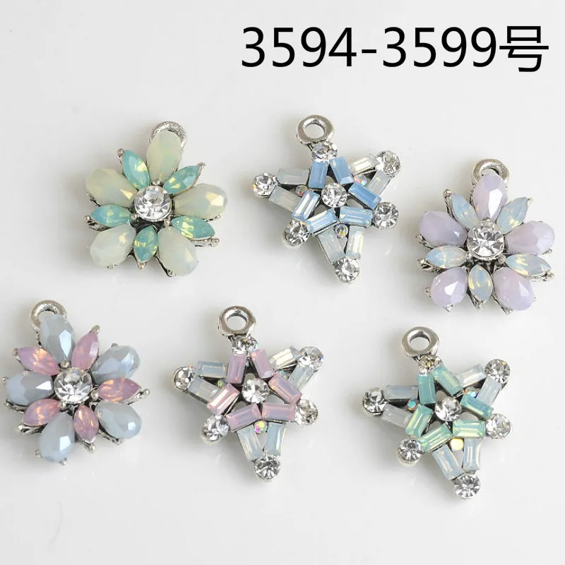 50pcs/lot New Design Full Crystal Flower Charm Pendants fit Necklace