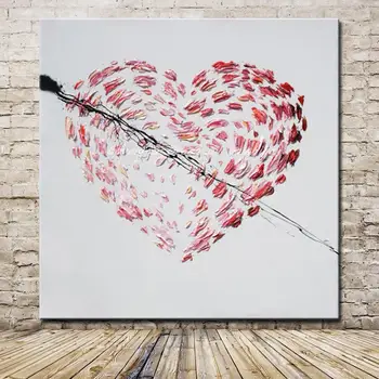

Mintura Hand Painted Abstract Oil Painting On Canvas Modern Heart Poster Wall Paintings Pop Art Picture For Room Home Decoration