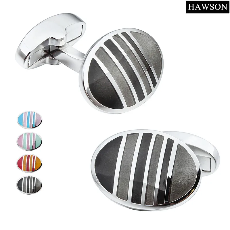 Hawson Color Matching Cufflinks Inc Oval Shape Men And Women Cufflinks