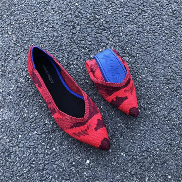 Роскошные Брендовые женские повседневные туфли на плоской подошве с закрытым носком; дышащие вязаные балетки с мягкой подошвой; камуфляжная обувь для беременных; Размеры 35-40 - Цвет: 5