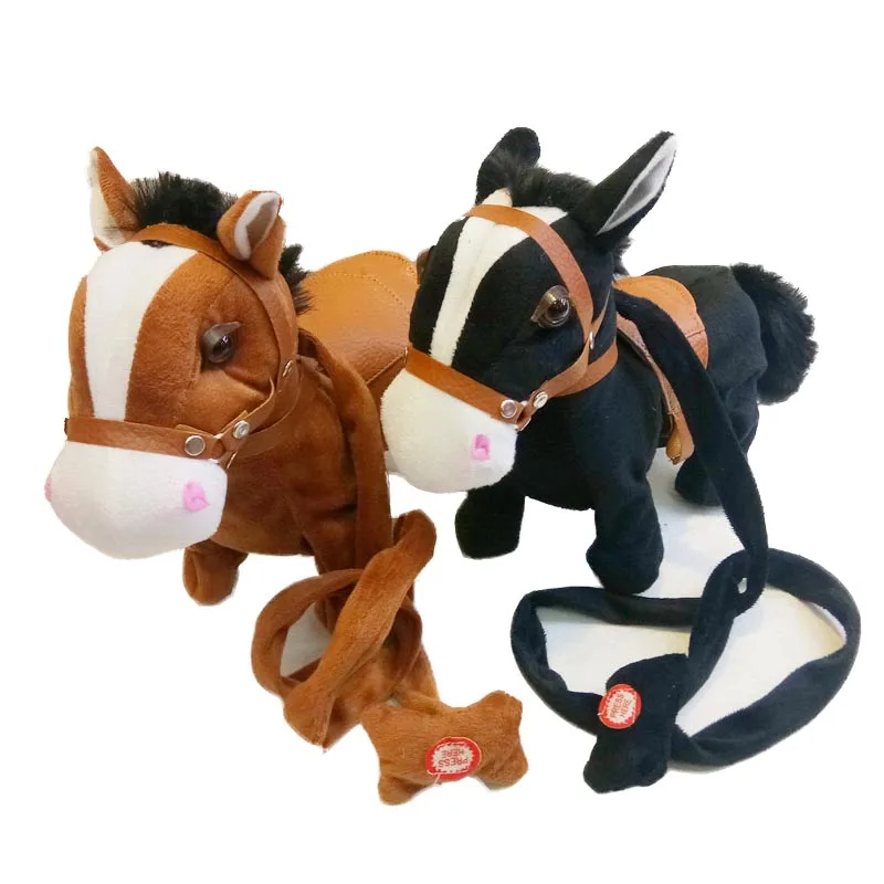 Прекрасный Электрический Прогулки лошадь плюшевые игрушки мягкие чучело электронная кукла поет песня детские подарки на день рождения