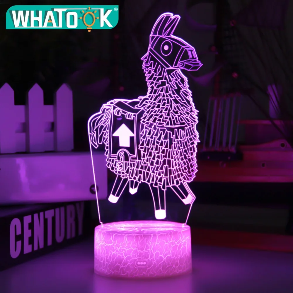 Новая 3D лампа Альпака лама, Ночной светильник, лампа для настроения, 7/16 изменение цвета, светильник, трещина, база для подарков на день рождения, игрушки, детские ночные светильники